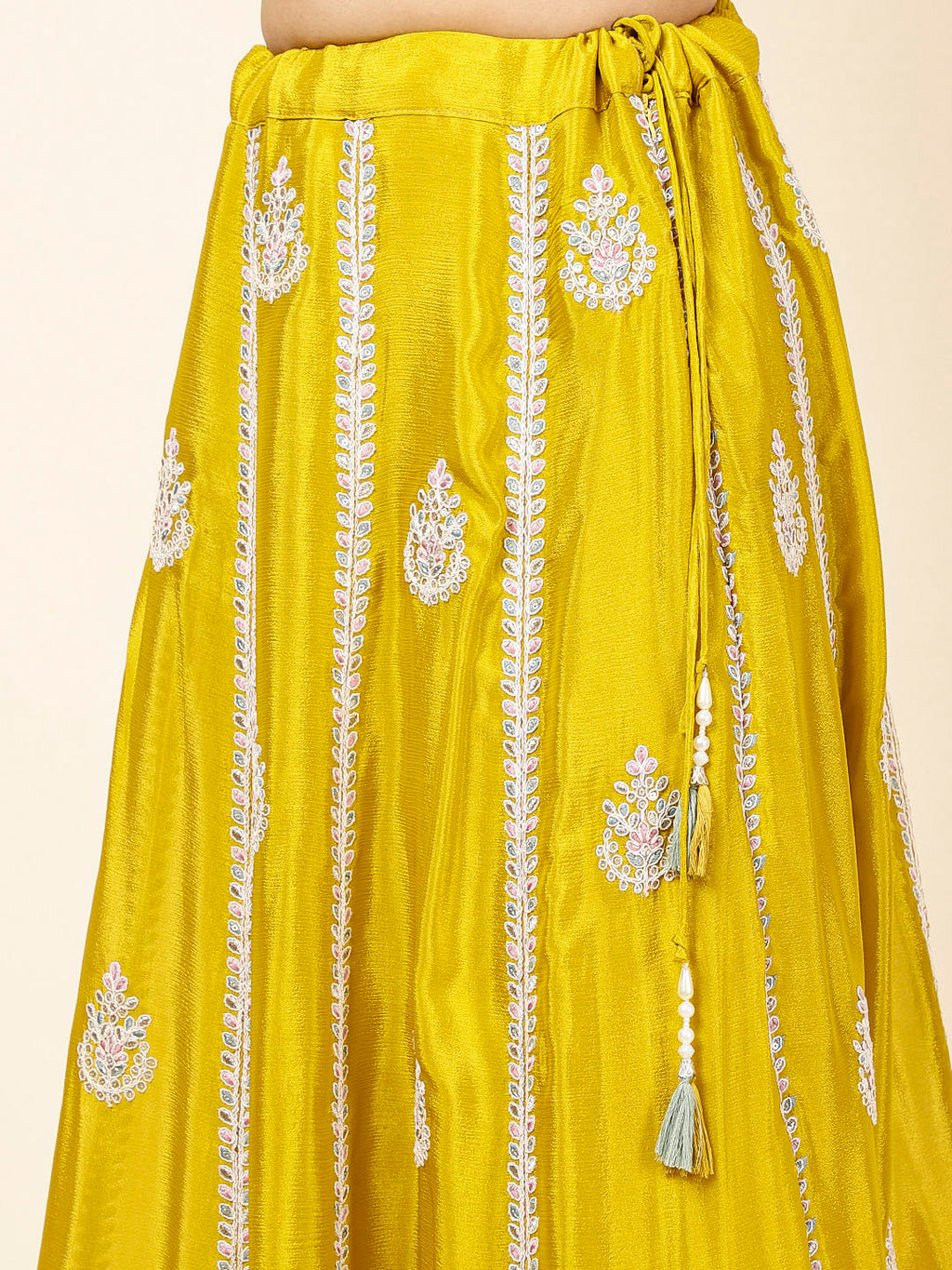 Embroidered Crepe Kurta With Lehenga & Dupatta