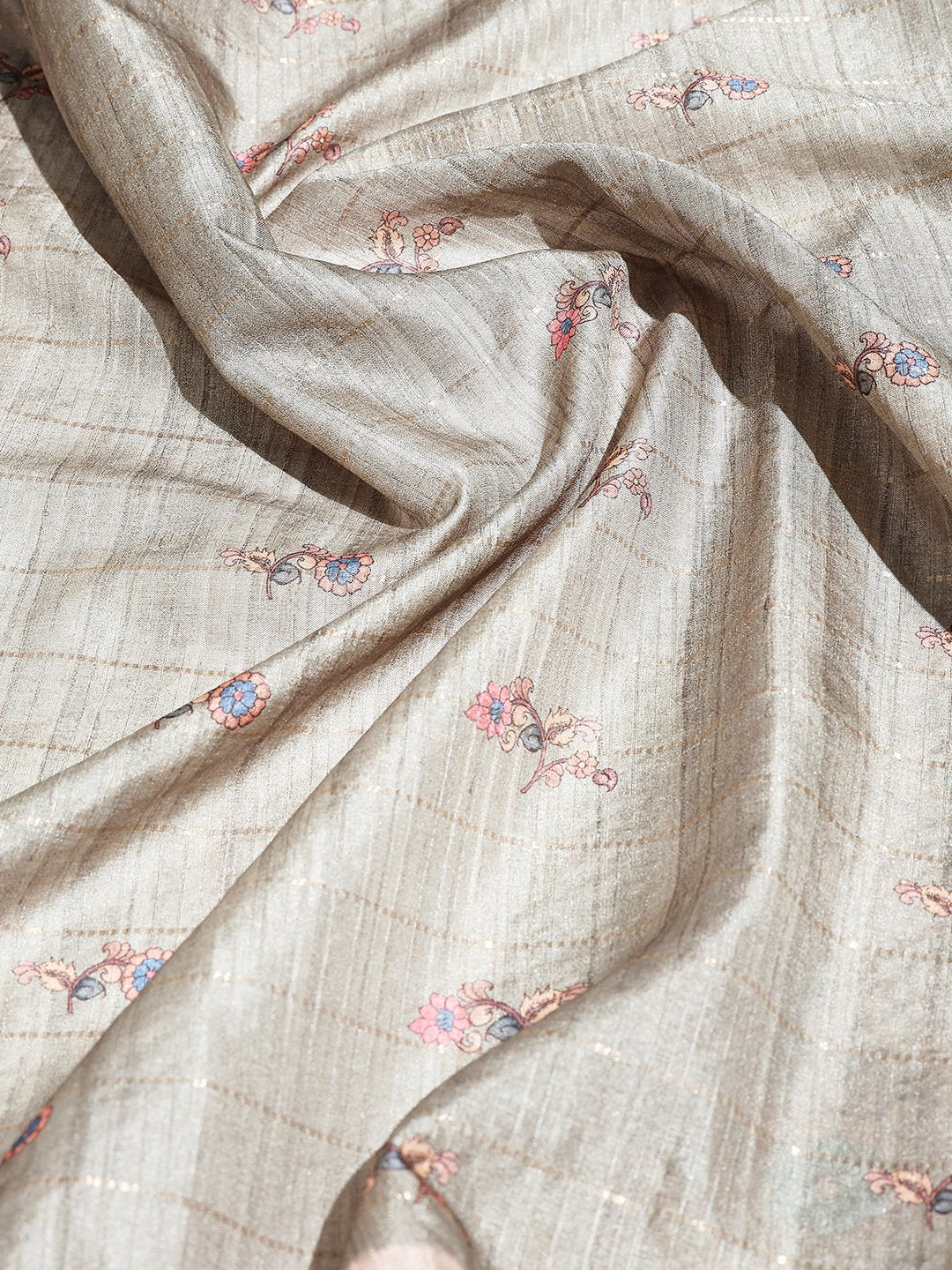 Floral Printed Tussar Silk Saree