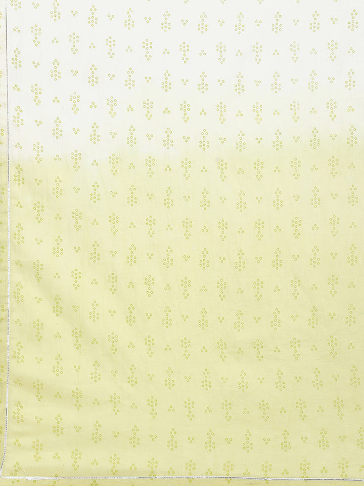 Bandhani Mirror Work Cotton Kurta With Pant &amp; Cotton Dupatta