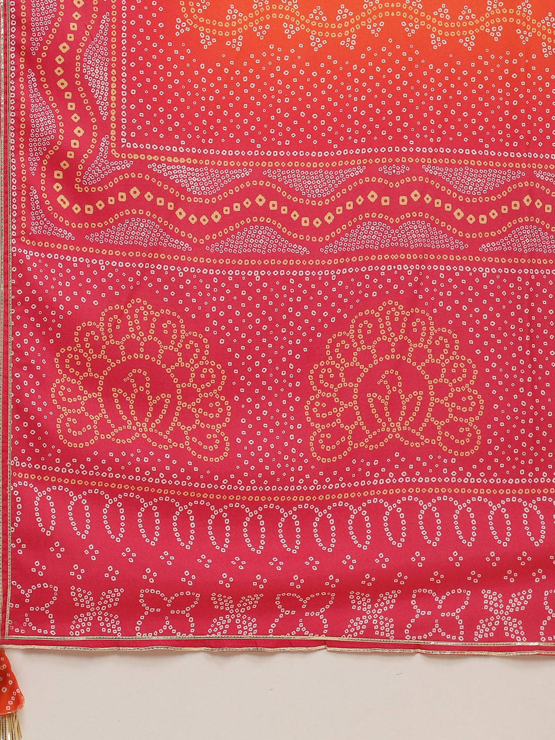 Bandhani Printed Muslin Kurta With Sharara With Dupatta