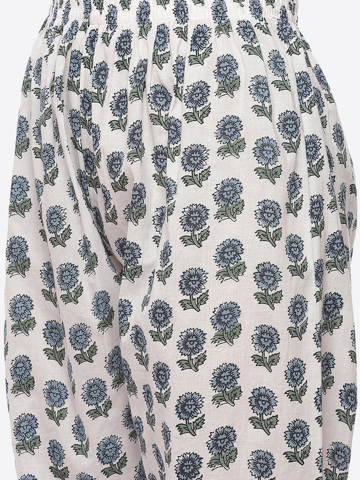 Floral Printed Cotton Kurta With Printed Pant