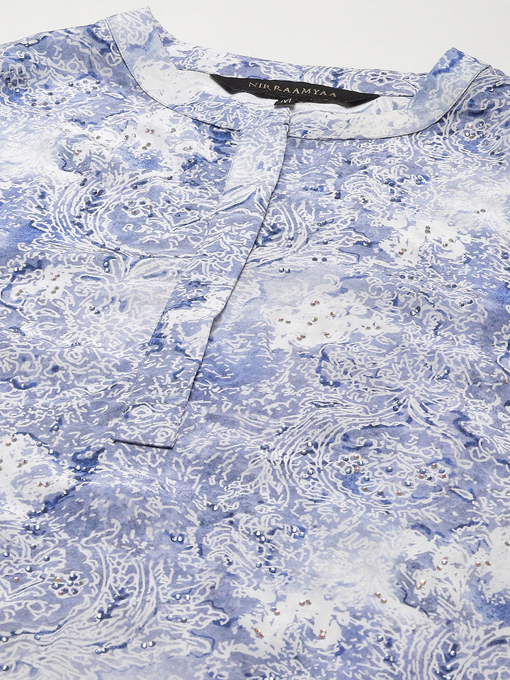 Printed Crepe Kurta With Pants