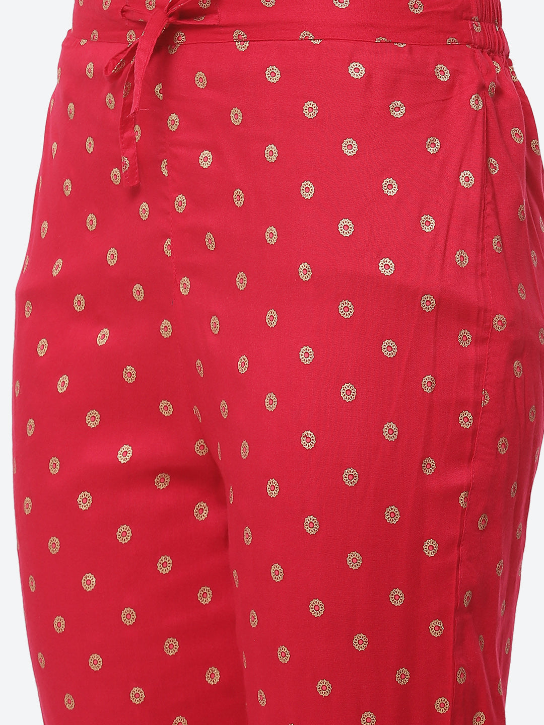 Zari Work Cotton Muslin Kurti Printed Pant And Dupatta