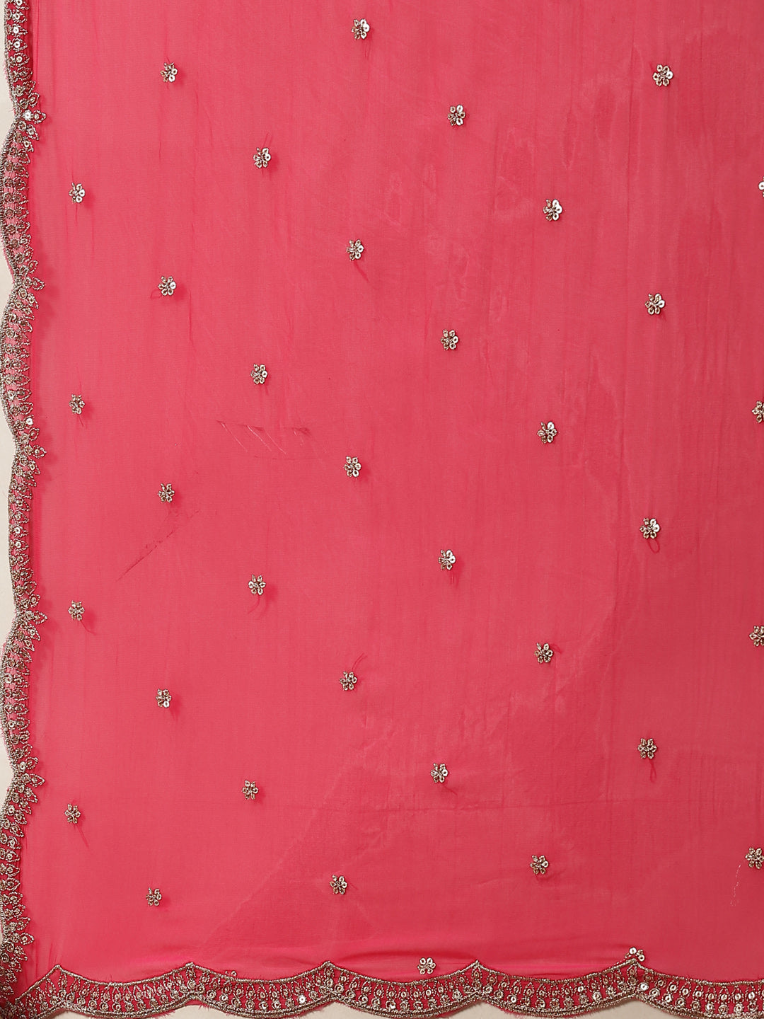 Sequin Embroidered Georgette Kurta With Sharara &amp; Dupatta