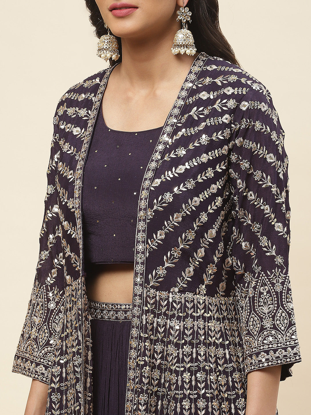 Crepe Lehenga Choli with Jacket