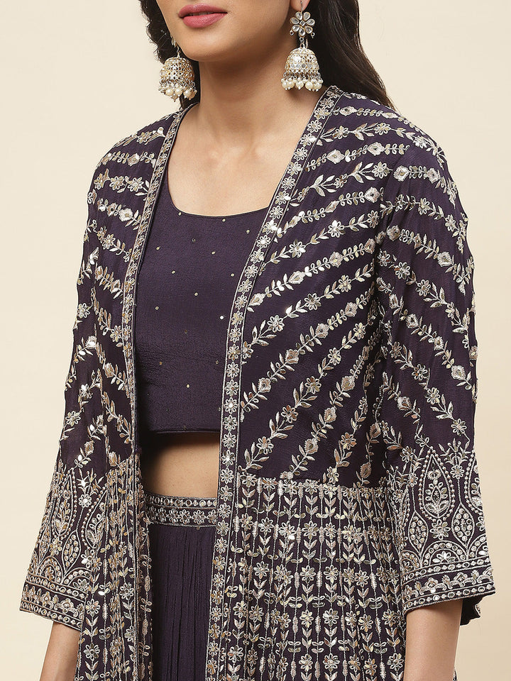 Crepe Lehenga Choli with Jacket