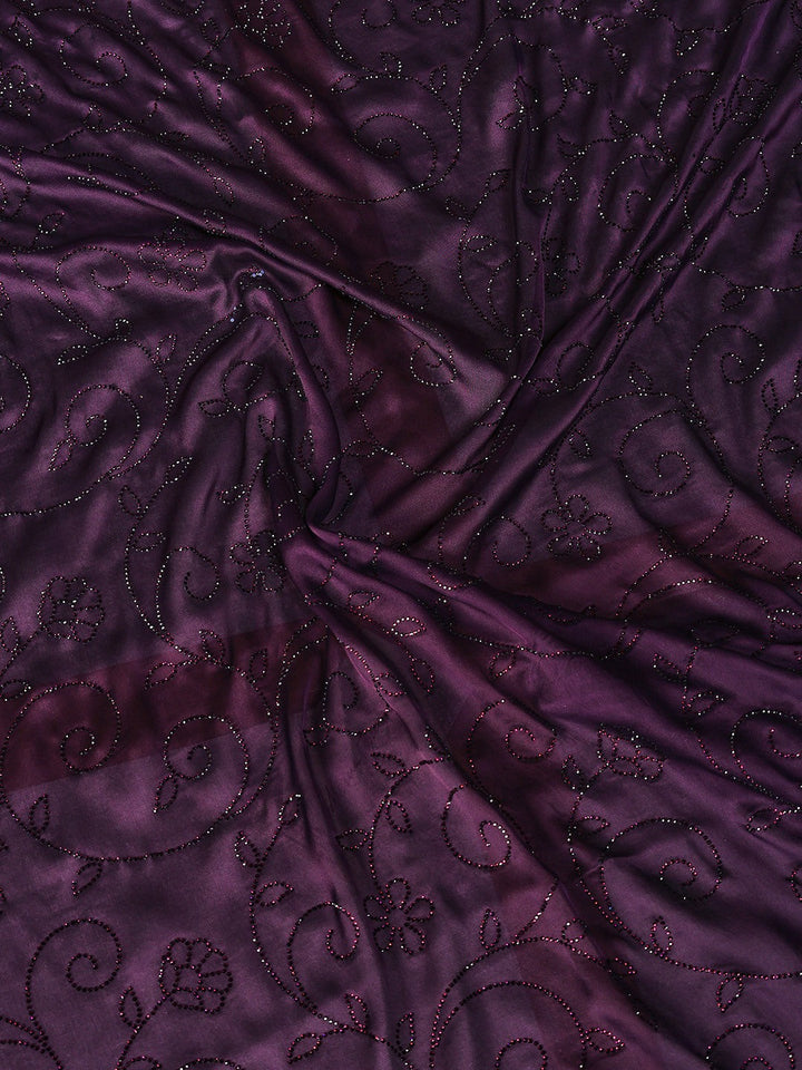 Embroidered Satin Saree