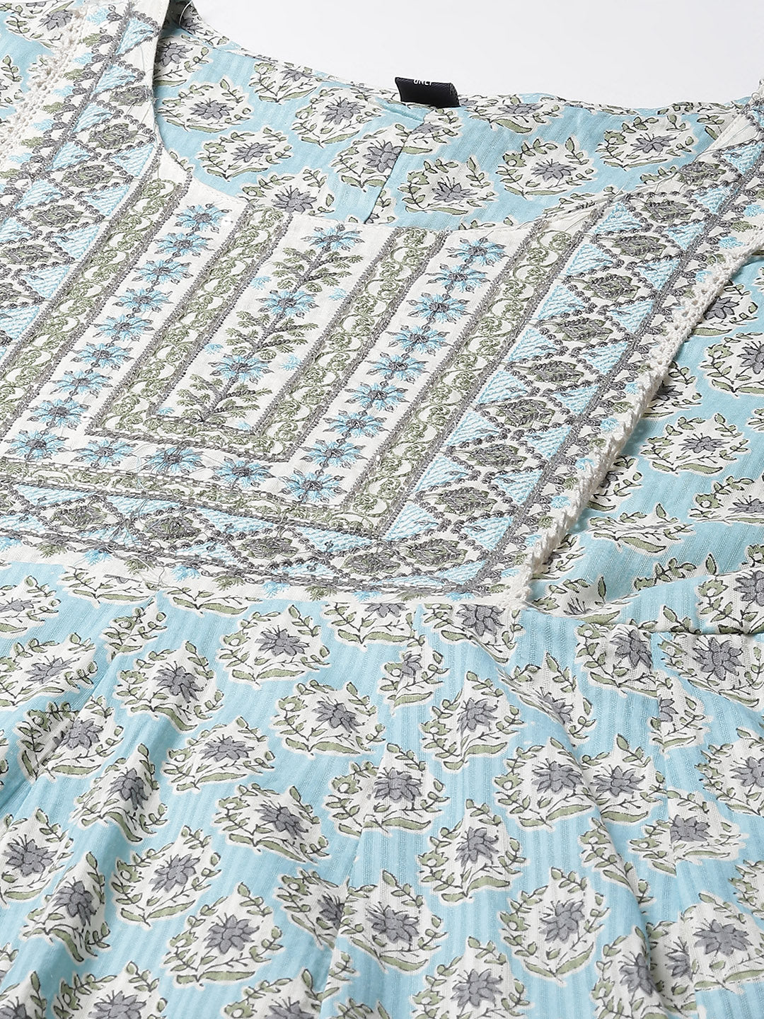 Floral Printed Cotton Kurta With Pants &amp; Dupatta