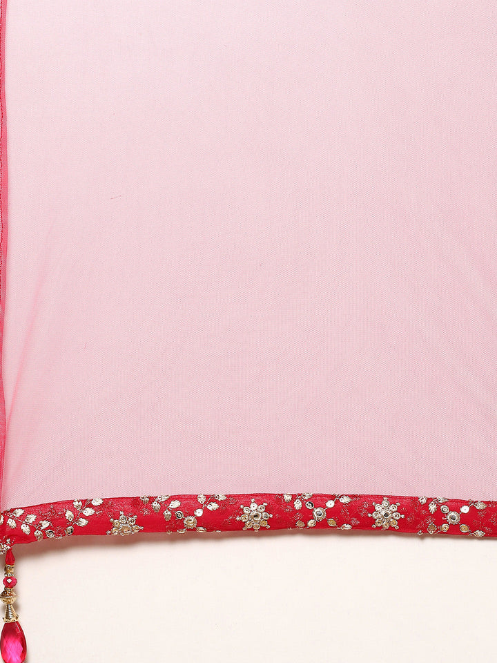 Zari Zaal Embroidered Georgette Kurti With Sharara &amp; Dupatta