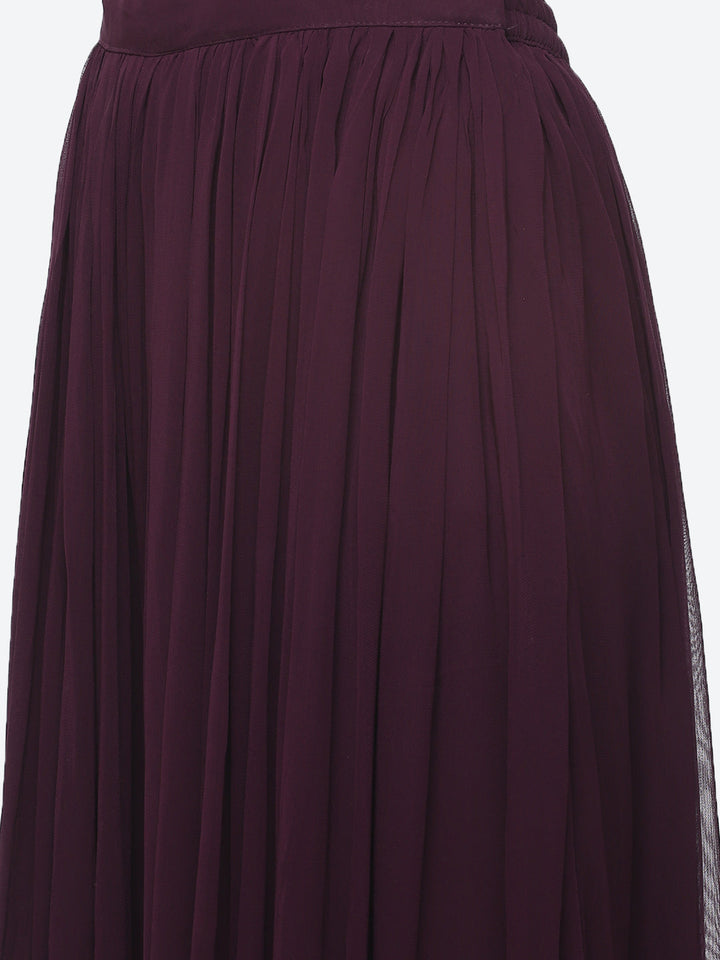 Mirror Work Georgette Crop Top With Palazzo &amp; Jacket