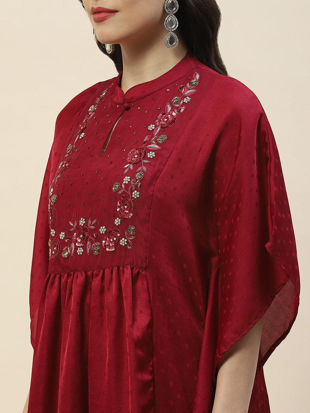 Yoke Embroidery Cotton Kaftan Kurta