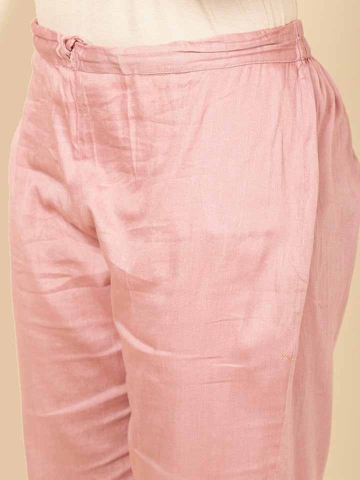 Floral Embroidered Chanderi Kurta With Pants &amp; Dupatta