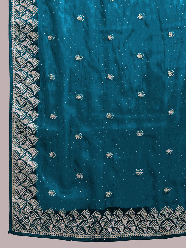 Embroidered Linen Blend Saree