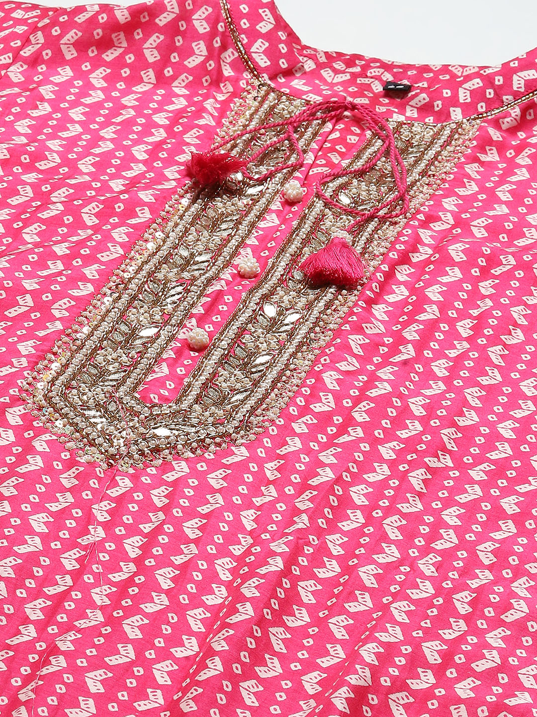 Printed With Yoke Embroidered Muslin Kurta