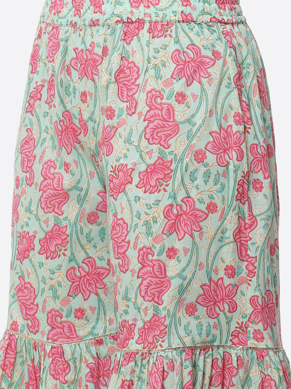 Leheriya Printed Gota Work Cotton Kurti With Sharara