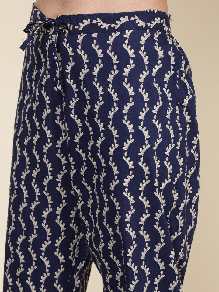 Printed Cotton Blend Kurta With Pants &amp; Dupatta