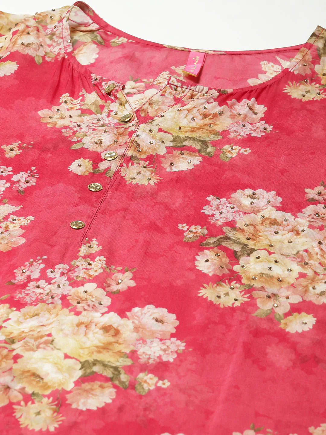 Floral Printed Organza Kurta With Palazzo &amp; Inner