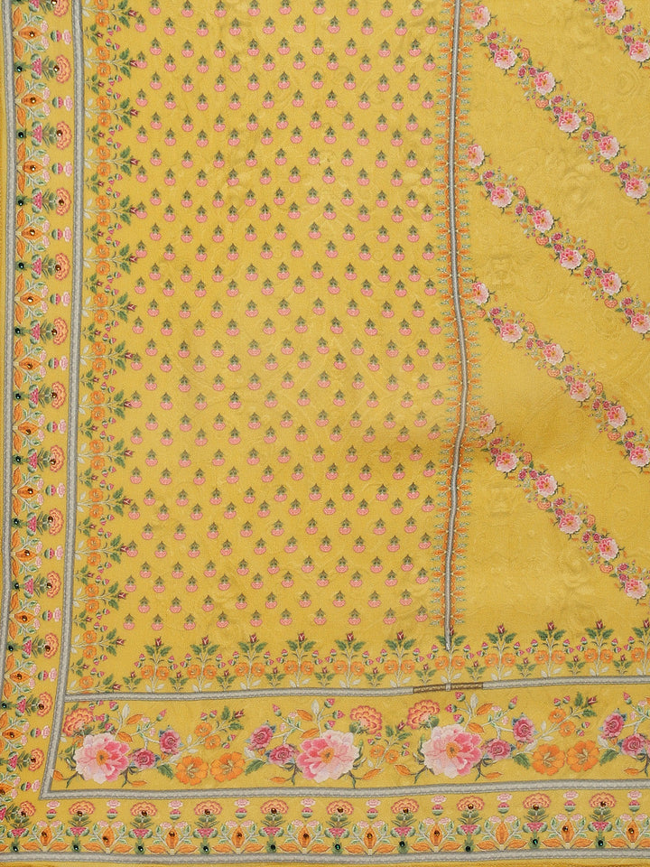 Floral Digital Printed Crepe Kurta With Sharara &amp; Net Dupatta