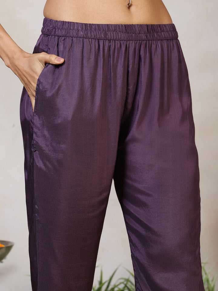 Embroidered Muslin Kurta With Pants &amp; Dupatta