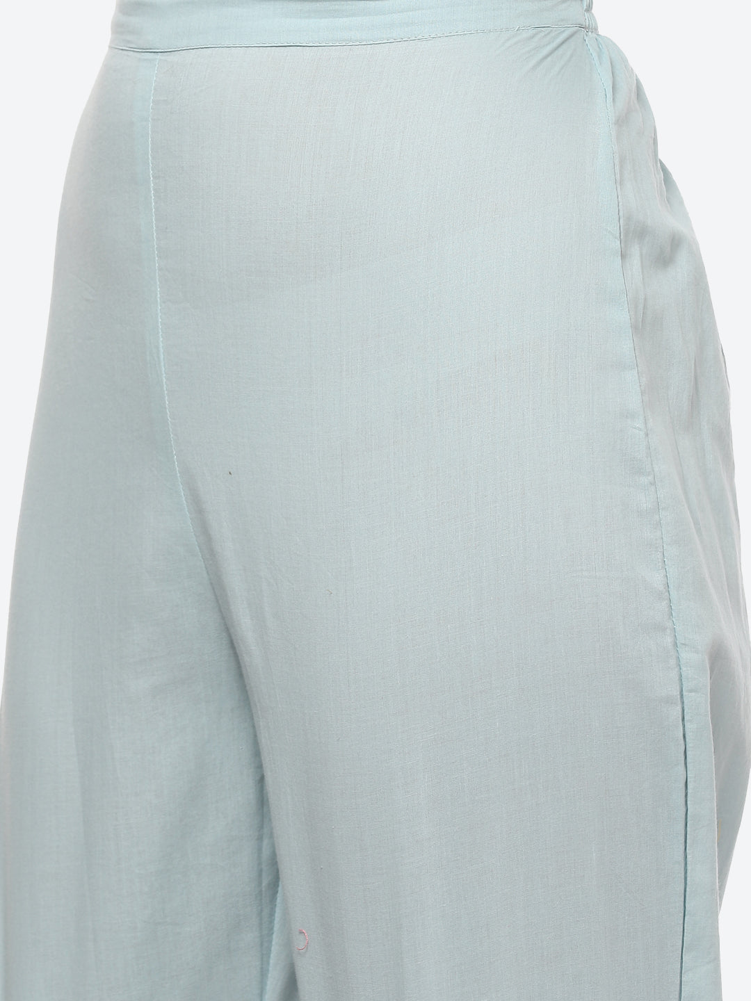 Zari Neck Embroidered Cotton Kurta With Palazzo