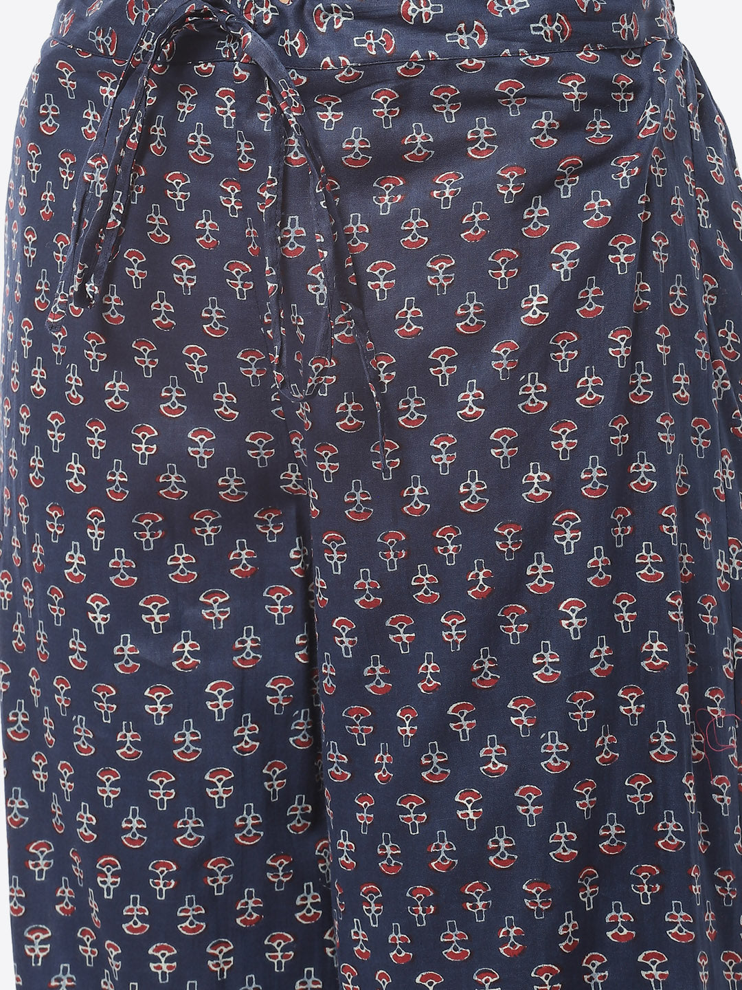 Printed Zari Neck Cotton Kurti With Afghani Pant