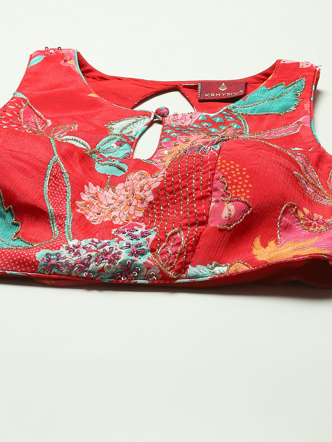 Floral Printed Crepe Crop Top With Palazzo & Dupatta