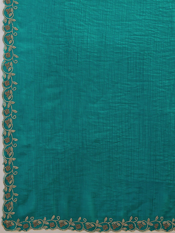 Embroidered Satin Saree
