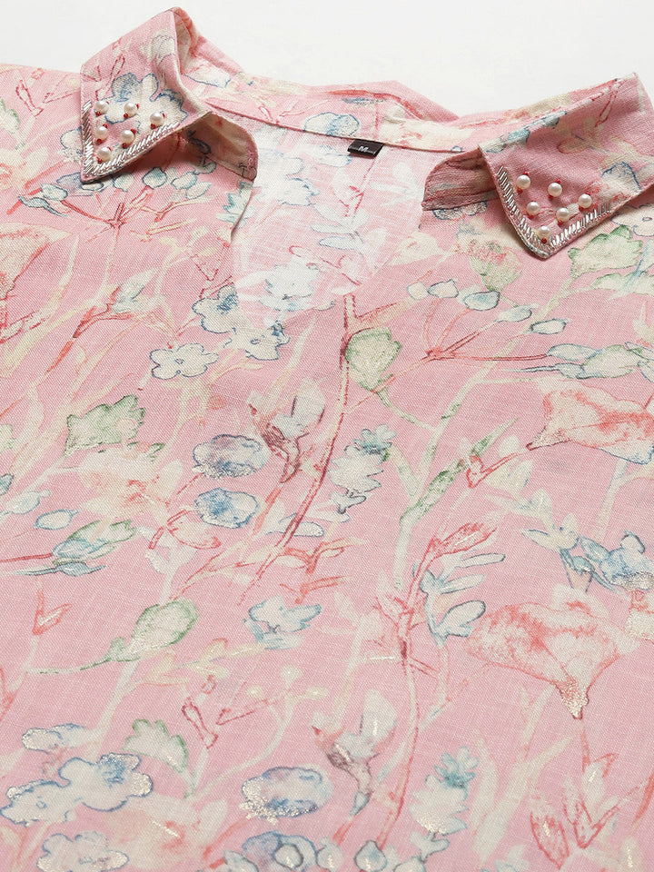 Floral Printed Muslin Kurta