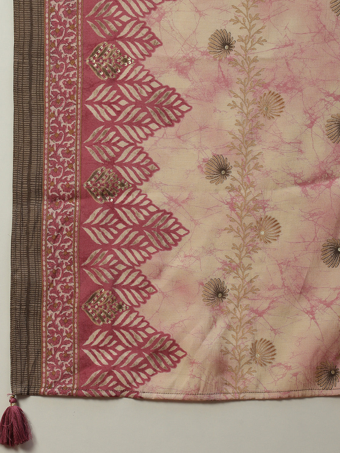 Floral Printed Cotton Kurta With Pants &amp; Dupatta