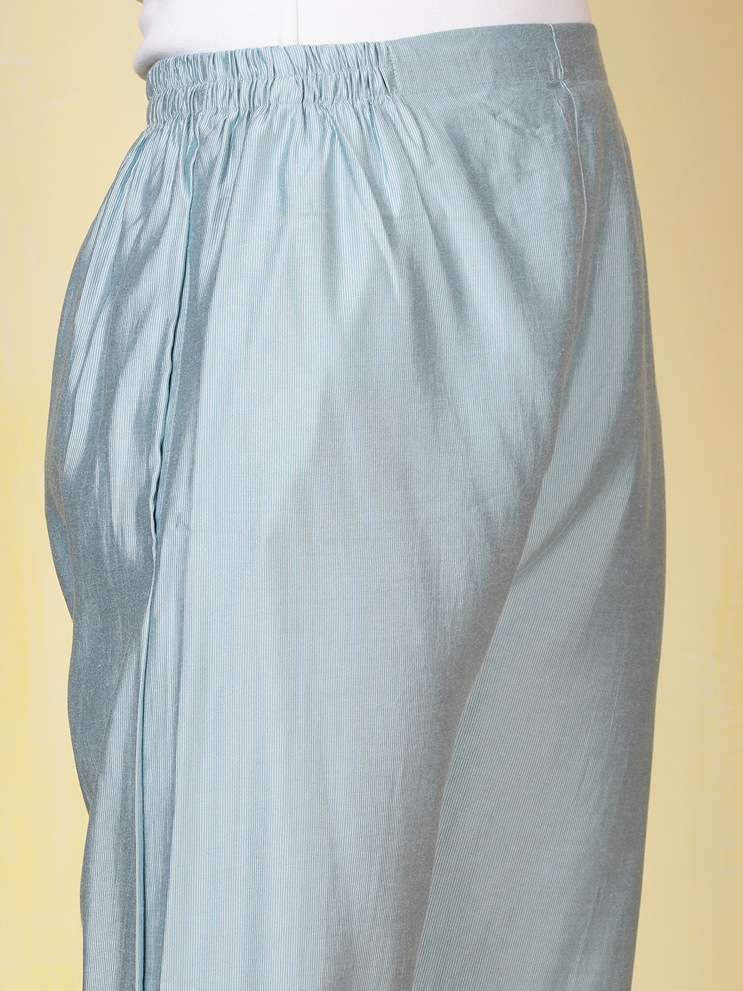 Neck Embroidered Cotton Blend Kurta With Pants &amp; Dupatta