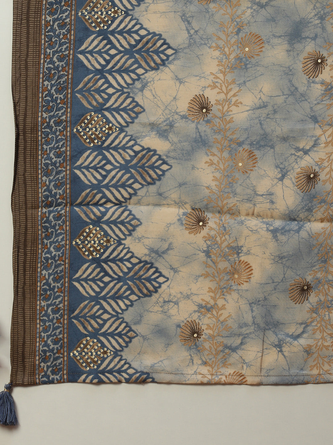 Floral Printed Cotton Kurta With Pants &amp; Dupatta