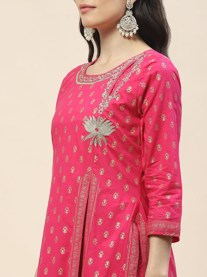Embroidered Cotton Anarkali Kurta