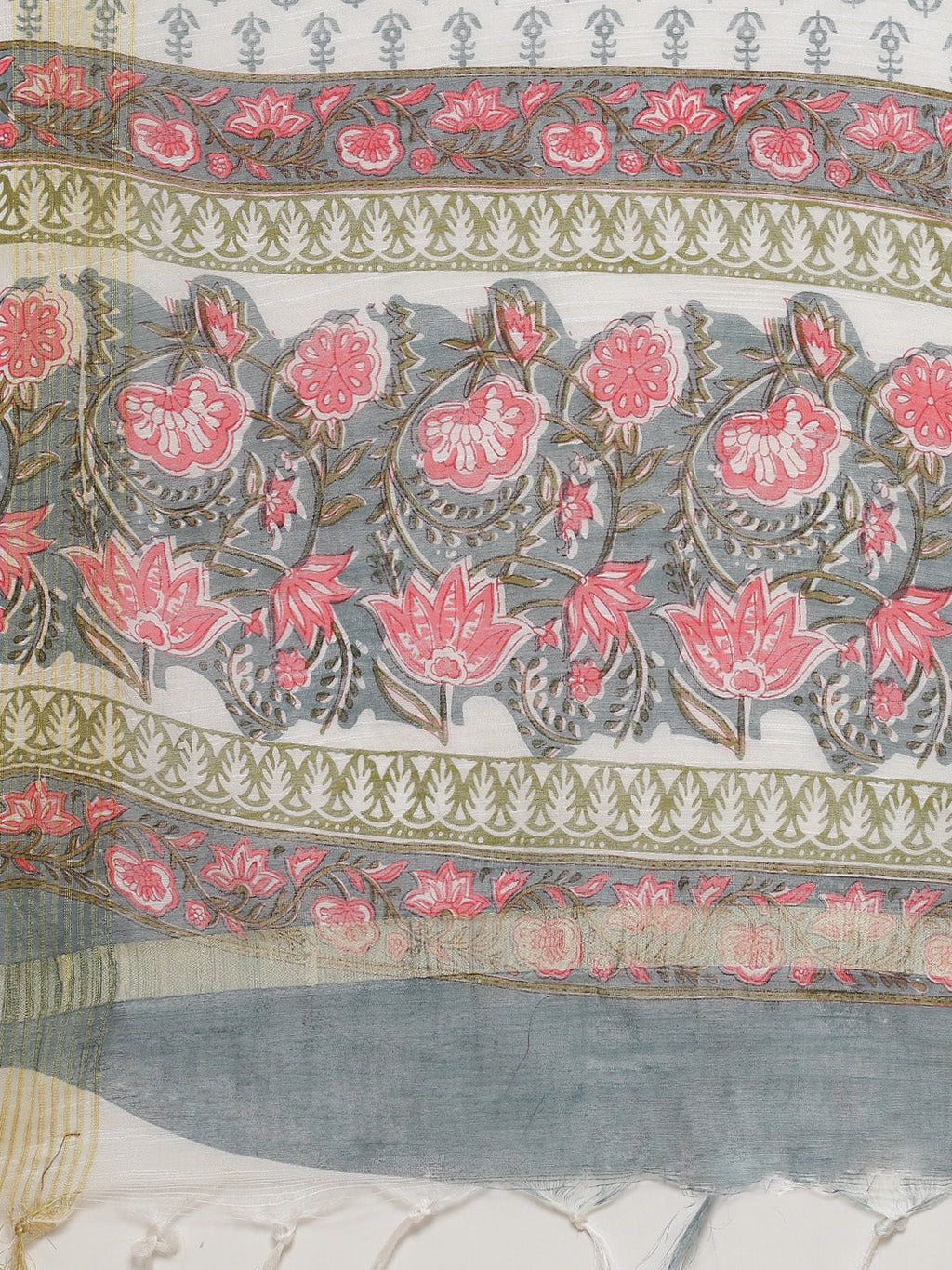 Floral Printed Cotton Kurta With Pant & Cotton Dupatta