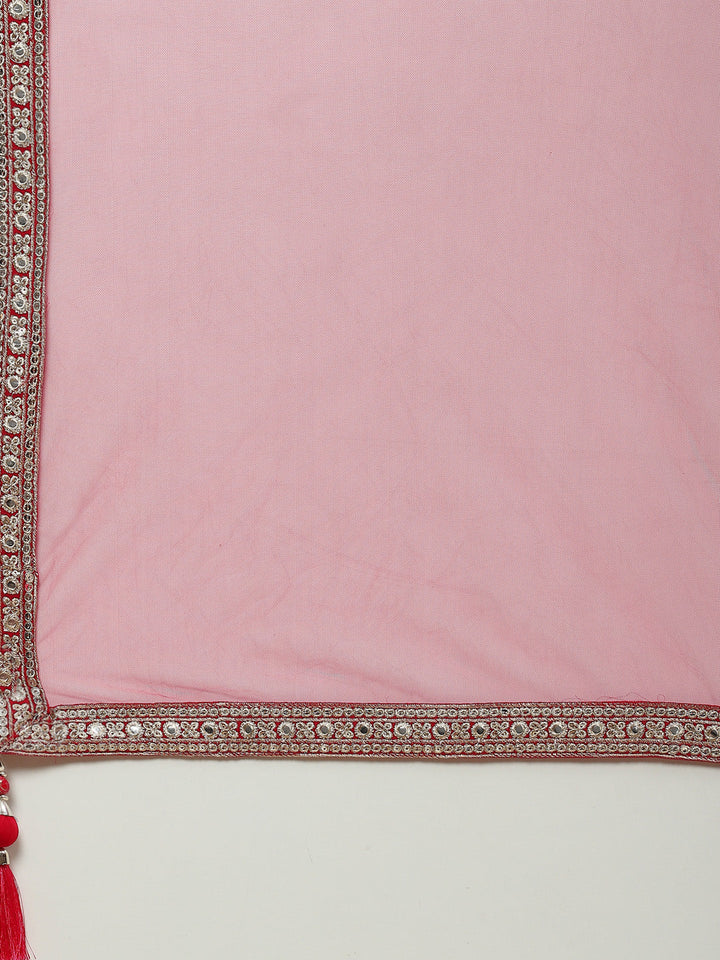 Zari Jaal Georgette Kurta With Palazzo &amp; Dupatta