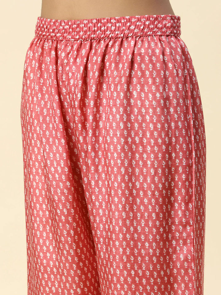 Floral Printed Muslin Kurta With Pants