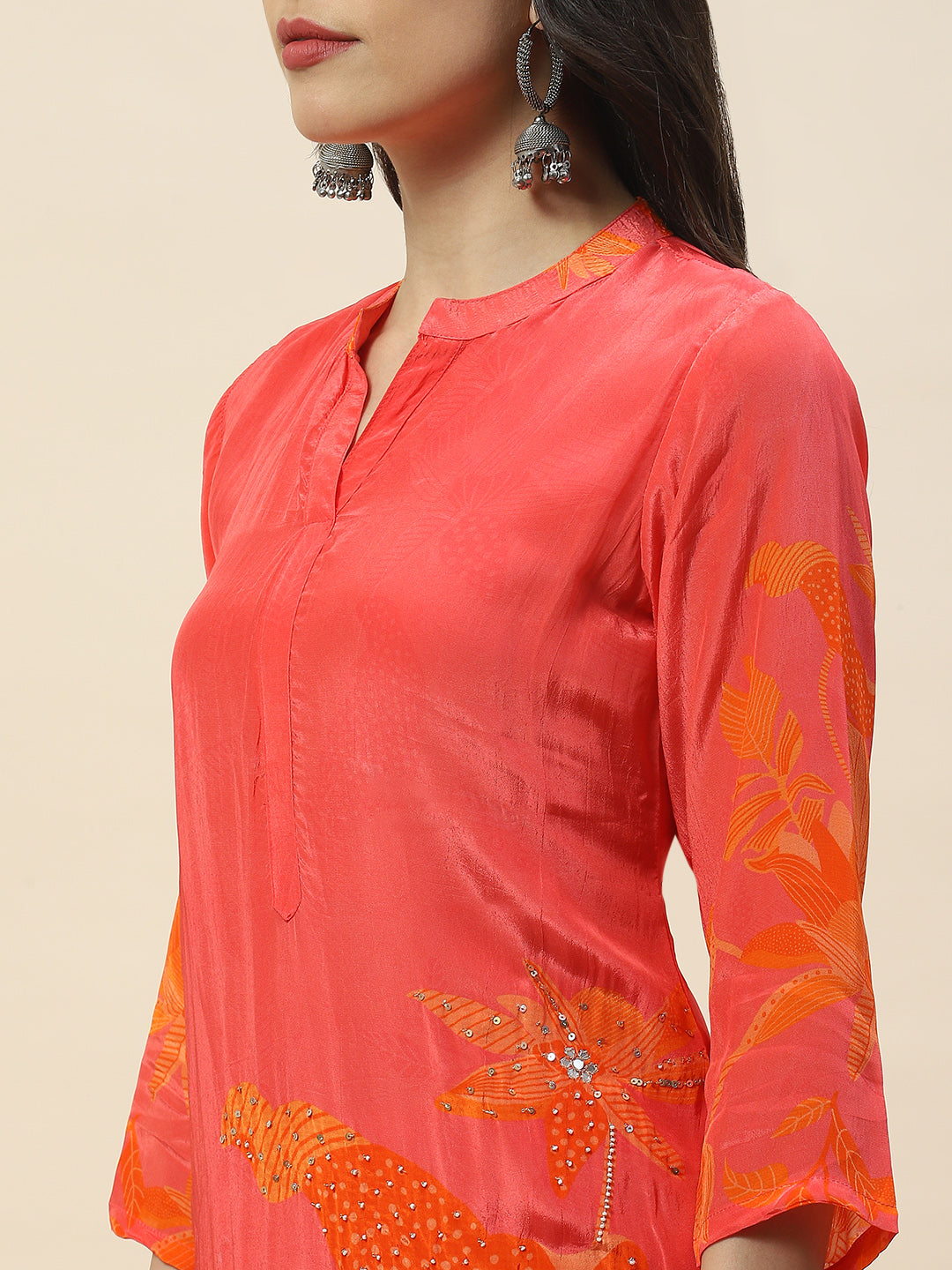 Printed Crepe Kurta With Pants