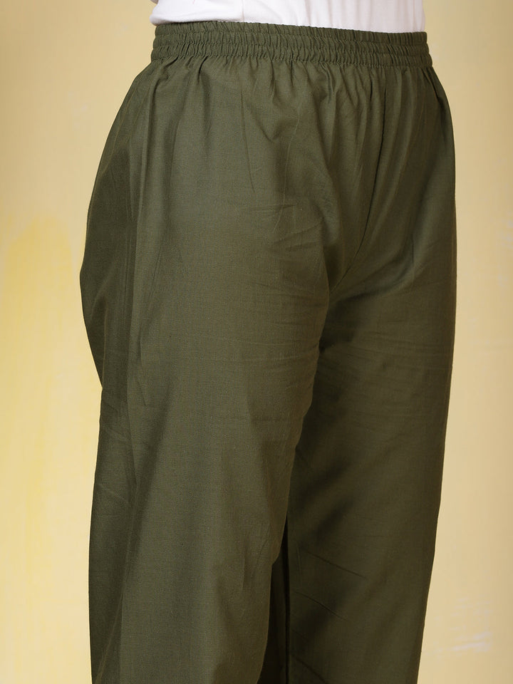 Printed Cotton Blend Kurta With Pants