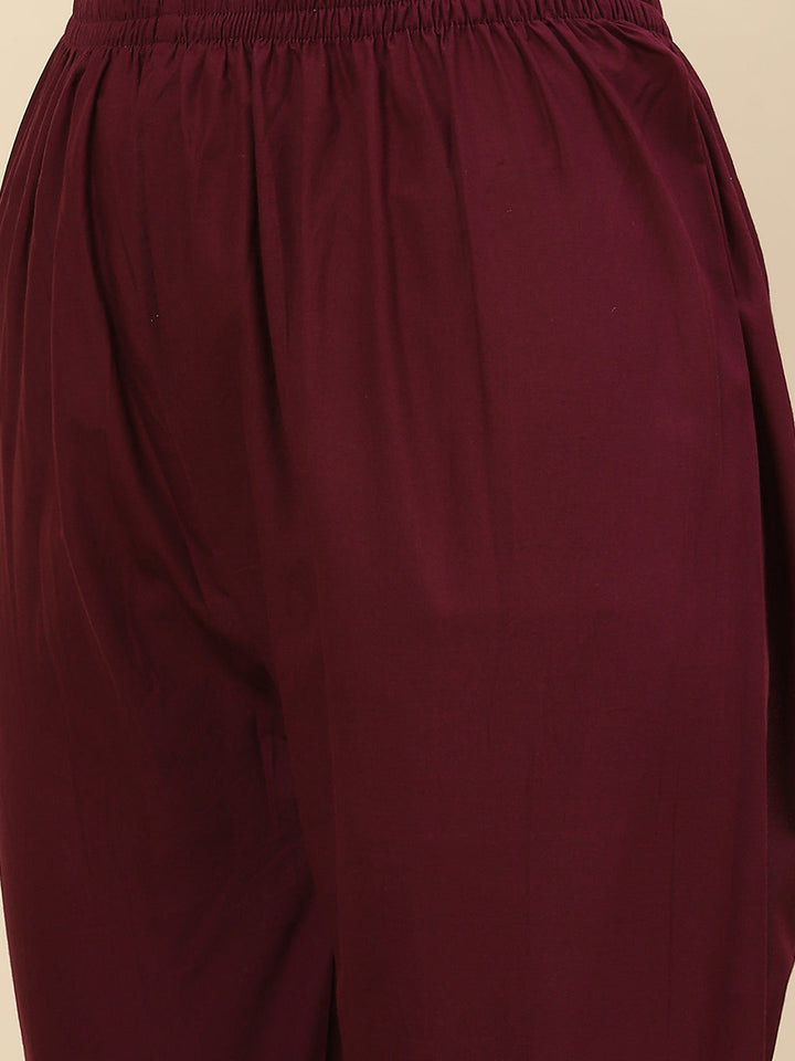 Mirror Embroidered &amp; Printed Chanderi Kurta With Pants