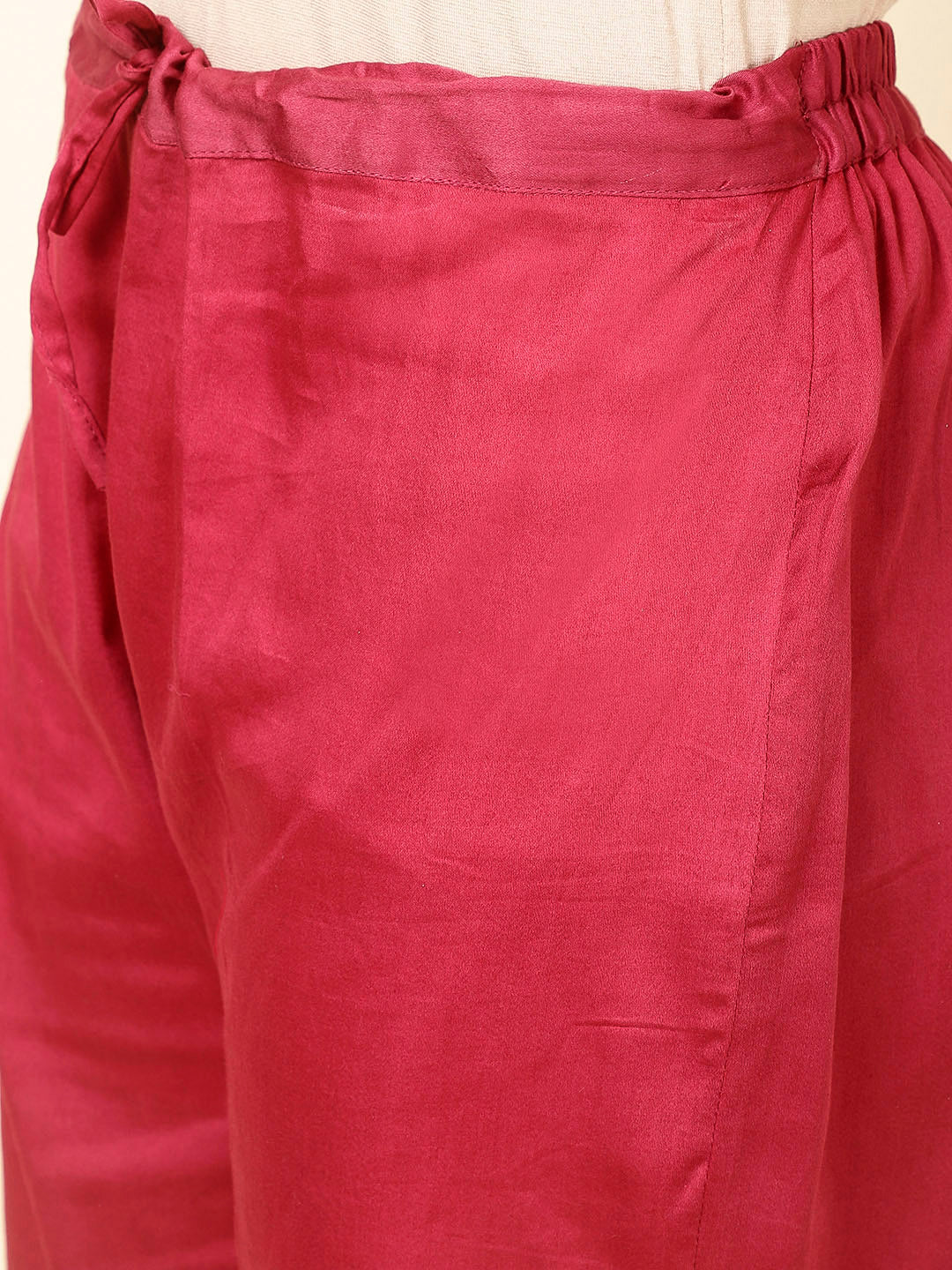 Neck Embroidered Chanderi Kurta With Pants &amp; Dupatta