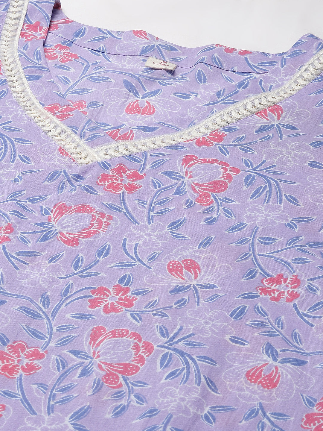 Floral Printed Cotton Kurta With Sharara