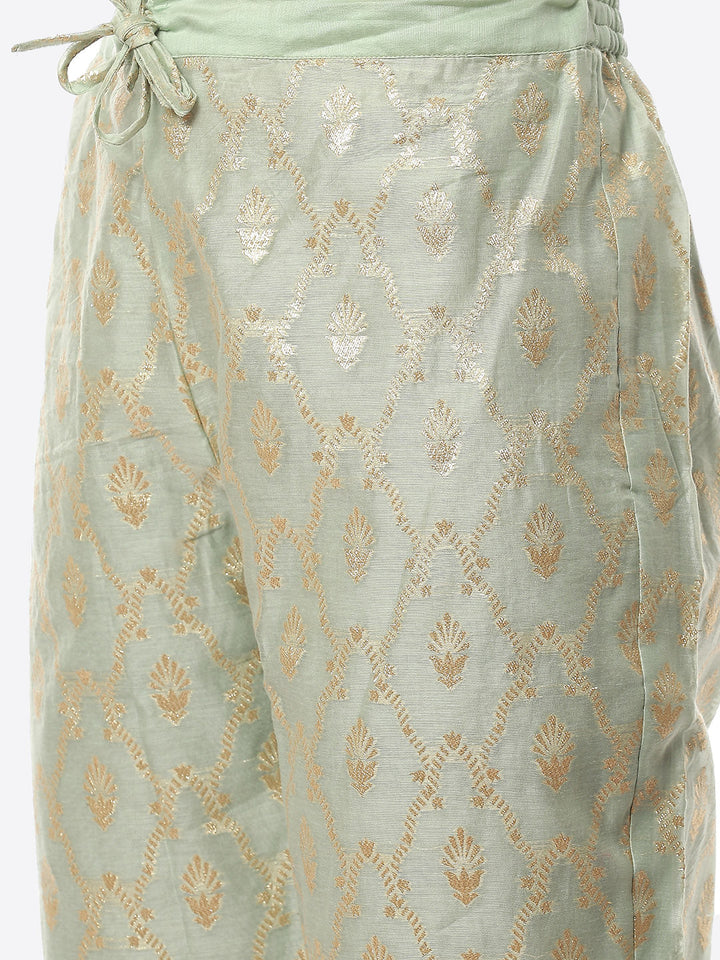 Embroidered Neck Chanderi Kurta With Palazzo