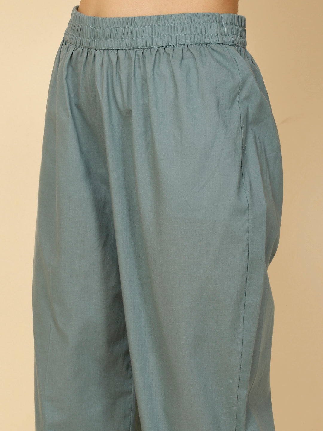 Floral Block Printed Anarkali Kurta With Pants &amp; Dupatta
