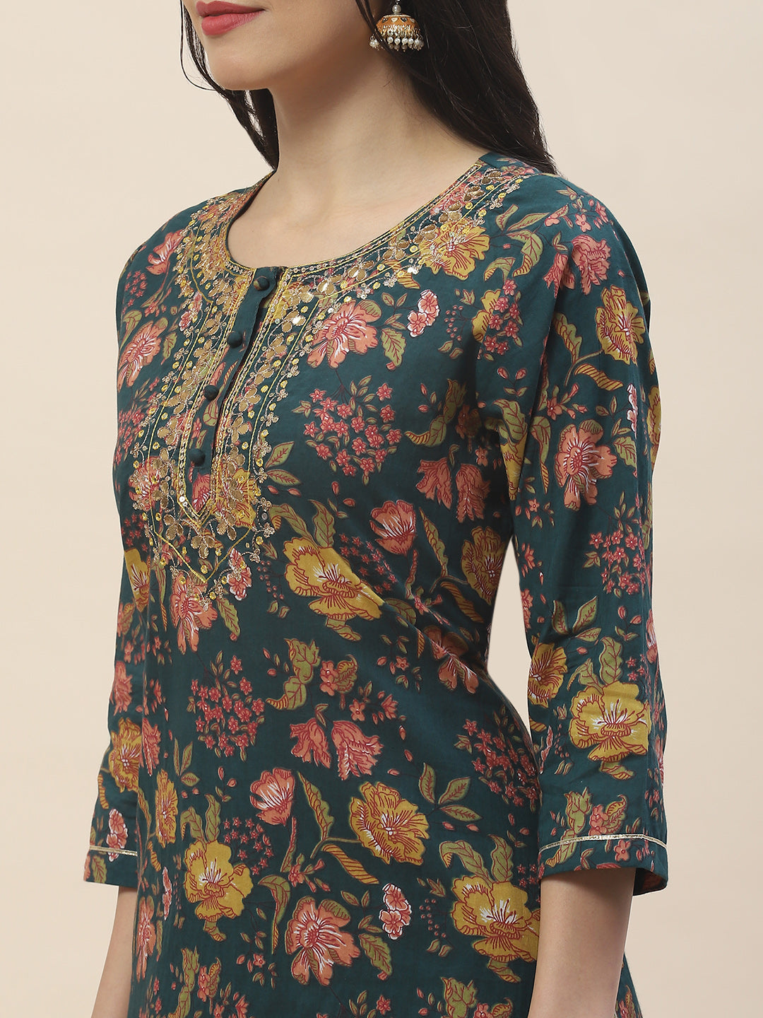 Printed Cotton Kurta With Sharara