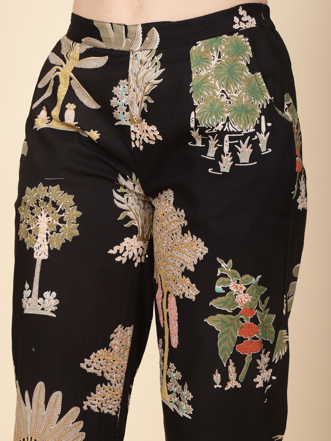 Floral Printed Cotton Kurti With Pants