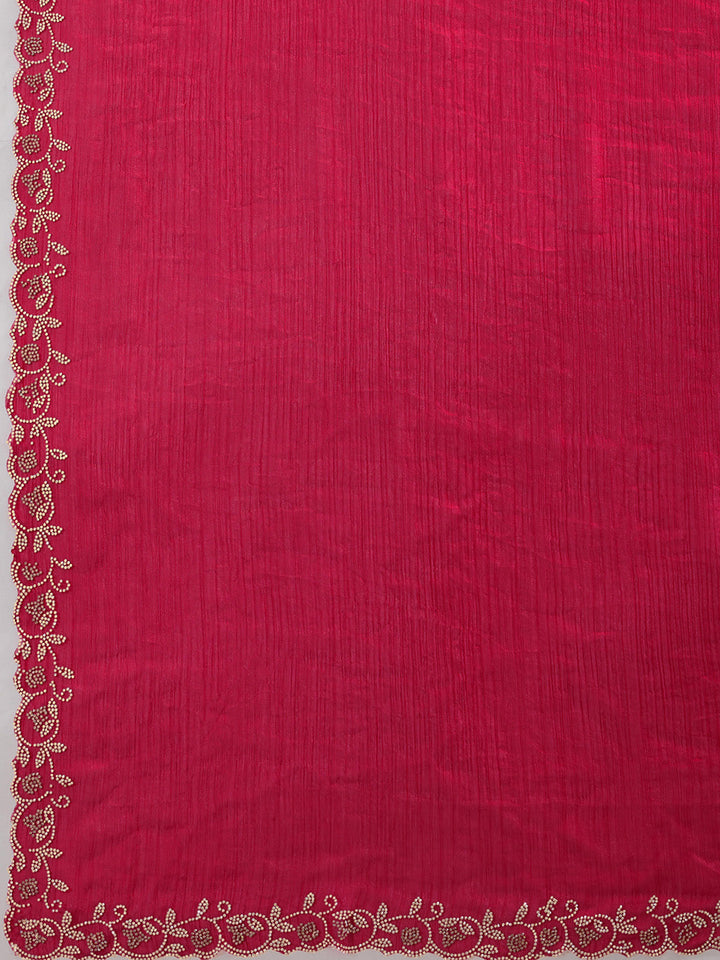 Embroidered Satin Saree