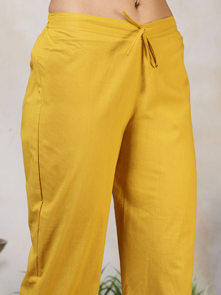 Printed Cotton Blend Kurta With Pants &amp; Dupatta