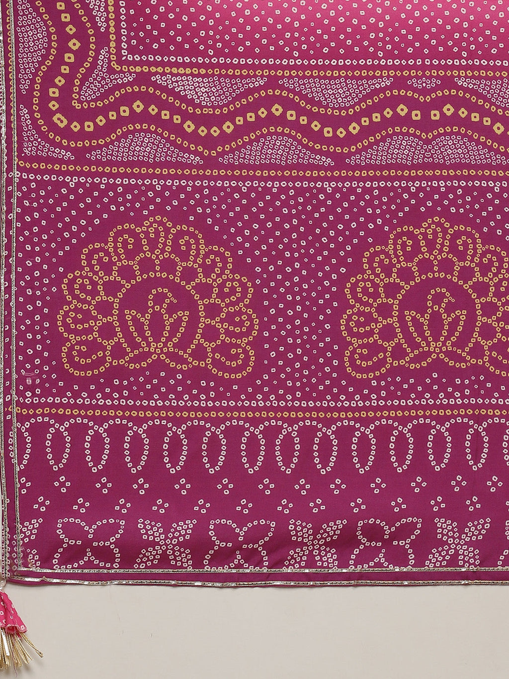 Bandhani Printed Muslin Kurta With Sharara With Dupatta