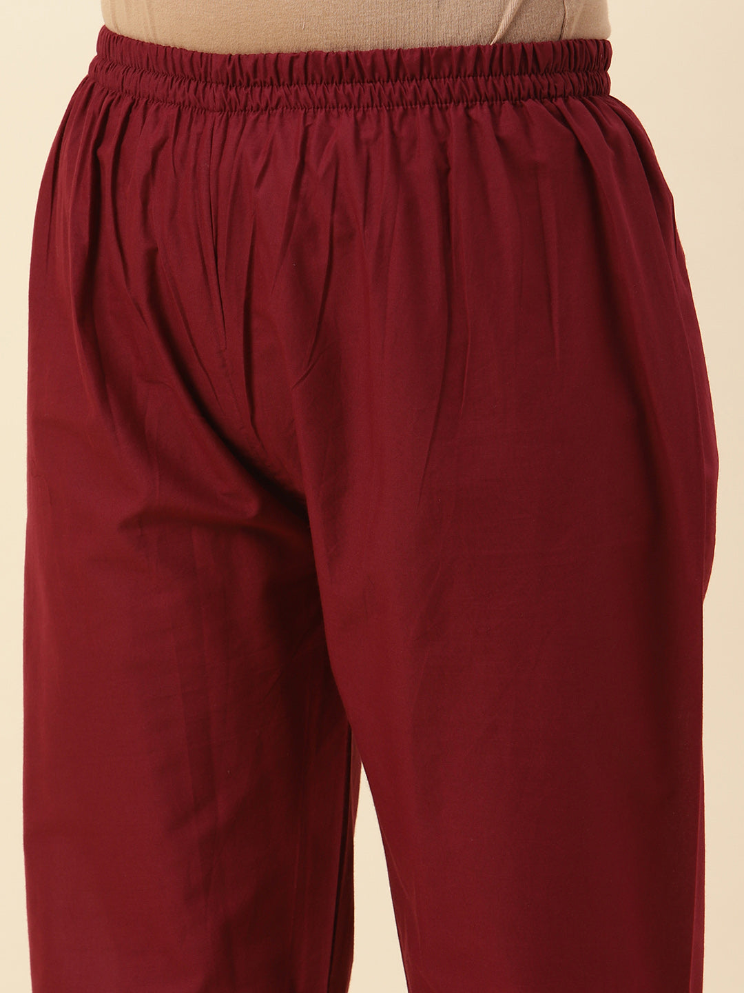 Printed &amp; Neck Embroidered Chanderi Kurta With Pants
