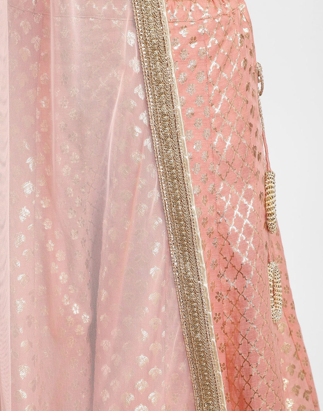 MBZ Meena Bazaar-Pink Cotton Chanderi Laacha