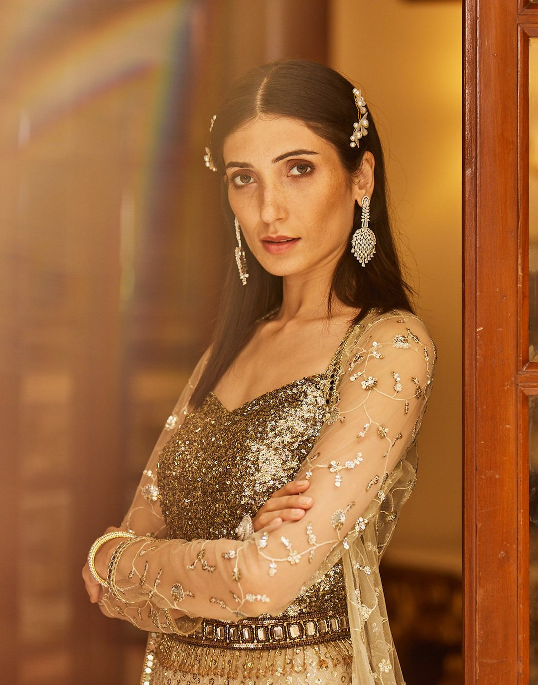 Sequence Embroidered Georgette Gown